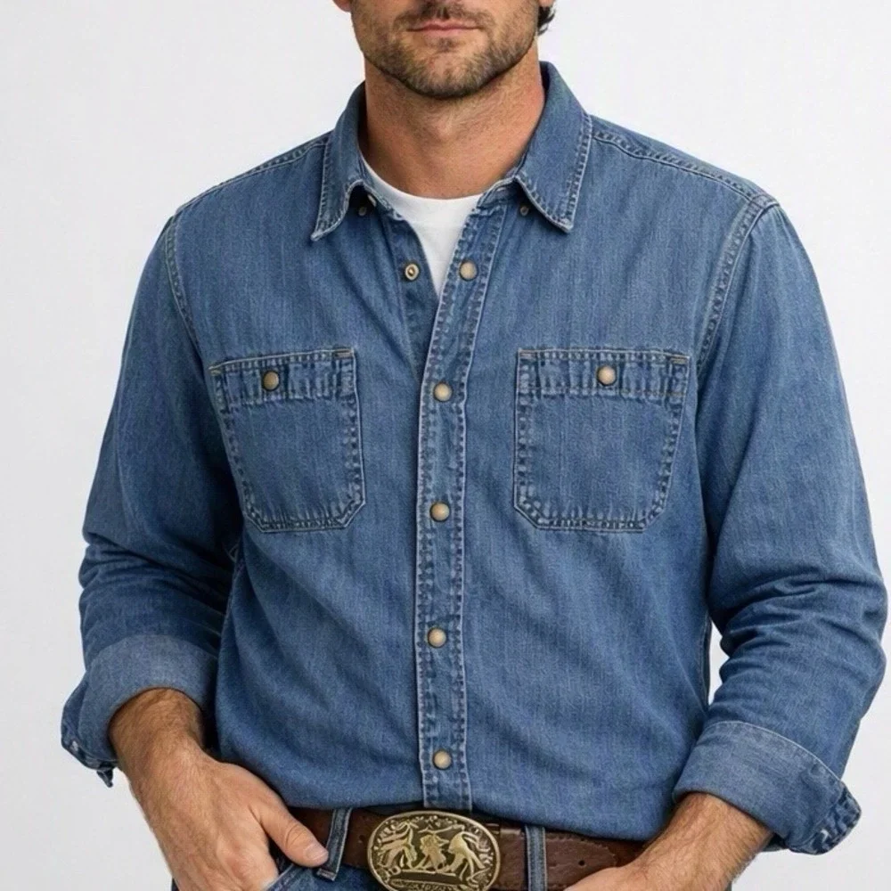 Levi's Denim Western Snap Shirt Button Front Long Sleeve Large